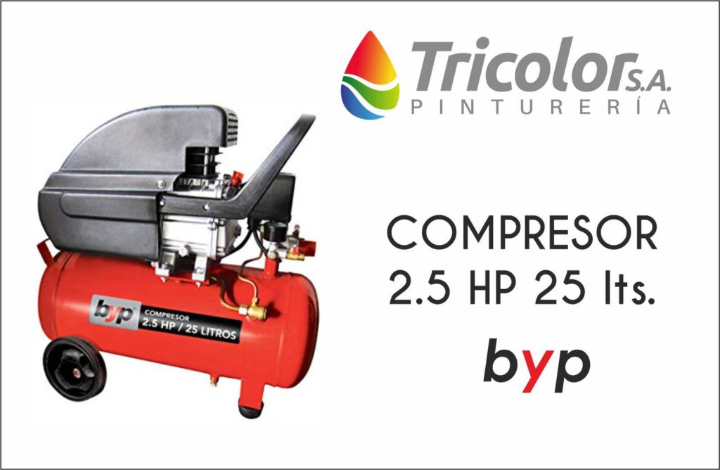 Compresor 2 5 Hp 25 Litros Byp Tricolor S A